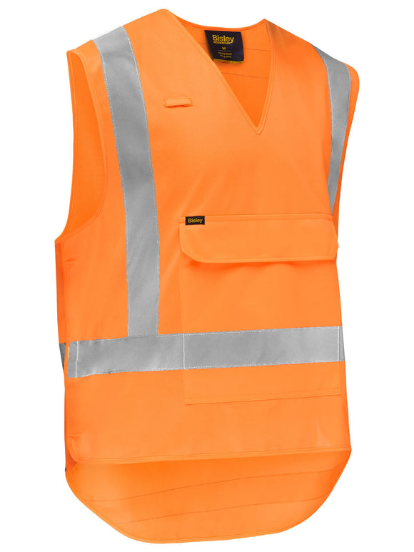 Bisley Workwear X Taped Hi Vis Detachable Safety Vest Rail Orange