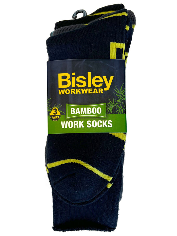 Bisley Workwear Bamboo Work Socks (3X Pack) Assorted