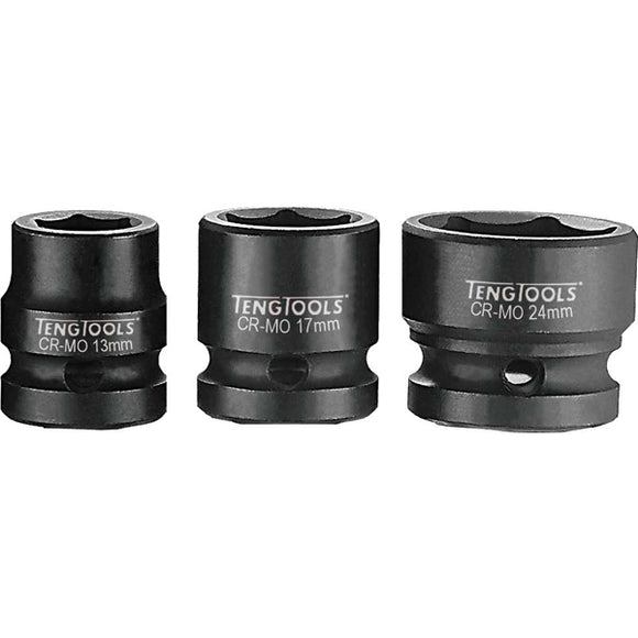 Teng 1/2in Dr. Stubby Impact Socket 24mm DIN
