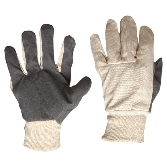 Cotton Drill Vinyl Palm Gloves Large Natural