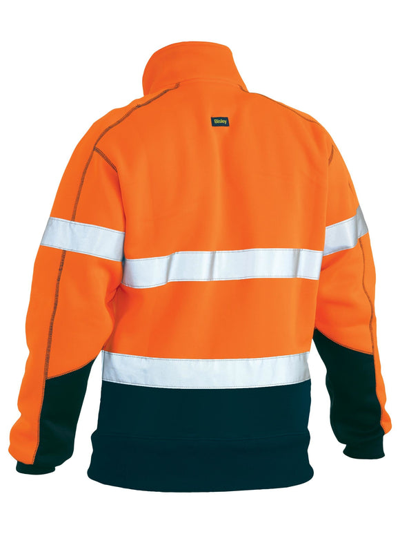 Bisley Workwear Taped Hi Vis 1/4 Zip Fleece Pullover Orange/Navy