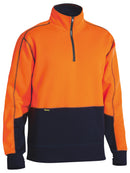 Bisley Workwear Hi Vis Fleece 1/4 Zip Pullover Orange/Navy