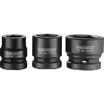 Teng 1/2in Dr. Stubby Impact Socket 17mm DIN