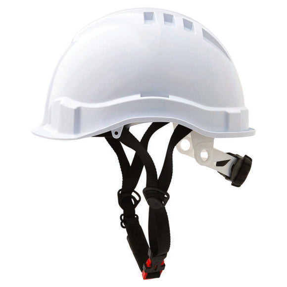 V6 Hard Hat Unvented Micro Peak Ratchet Harness Linesman White