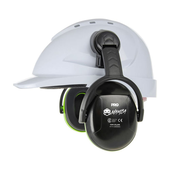 Mamba Slimline Pro Series Cap Mounted Earmuff Black/Green