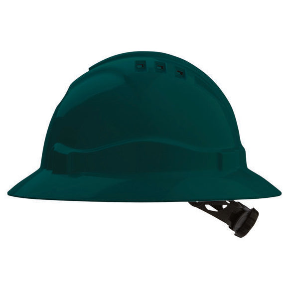 V6 Hard Hat Vented Full Brim Ratchet Harness Green
