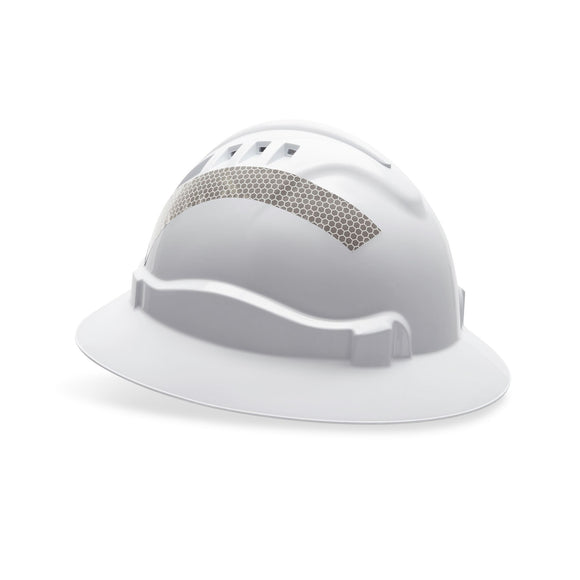 V6 Vented Full Brim Hard Hat White with Reflective Tape White