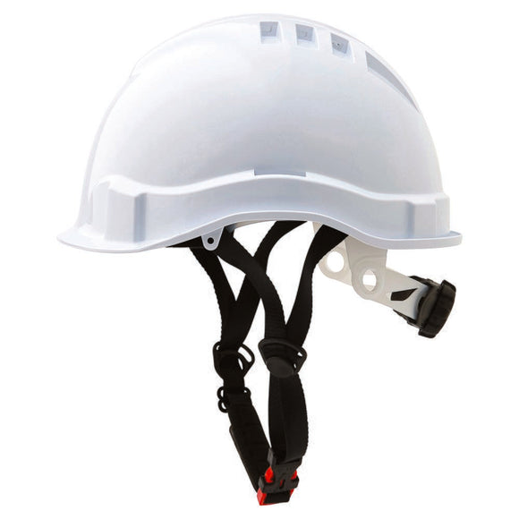 V6 Hard Hat Vented Micro Peak Ratchet Harness Linesman White