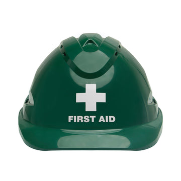 V9 Hard Hat complete with First Aid Logo Green