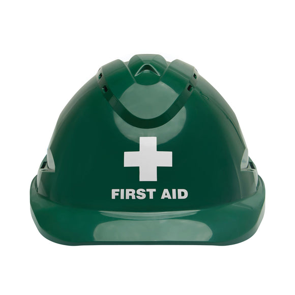 V9 Hard Hat complete with First Aid Logo Green