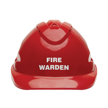 V9 Hard Hat complete with Fire Warden Logo Red