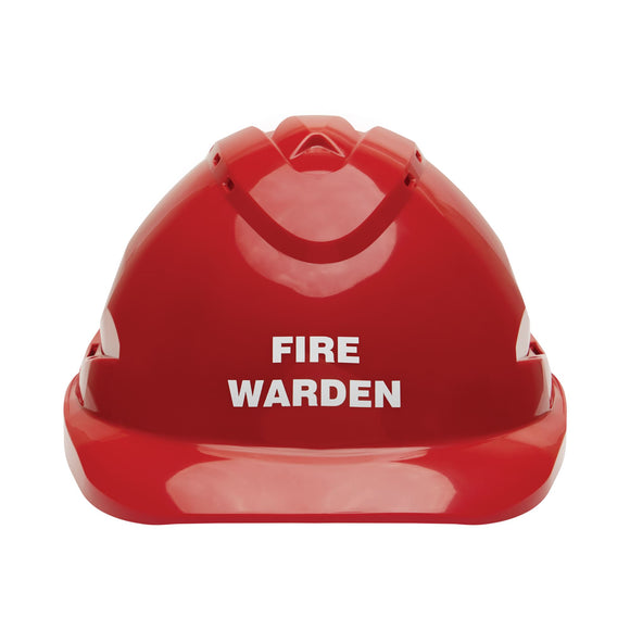 V9 Hard Hat complete with Fire Warden Logo Red