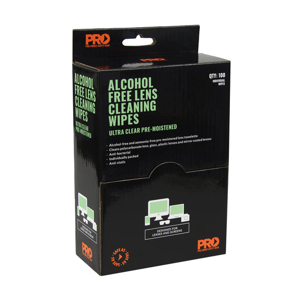 Lens Cleaning Wipe - Alcohol Free 100 Pack White