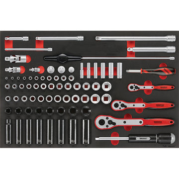 Teng 77pc 1/4,3/8 & 1/2in Dr. Metric Skt & Acc Set (EVA)