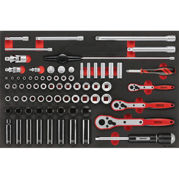 Teng 77pc 1/4,3/8 & 1/2in Dr. Metric Skt & Acc Set (EVA)