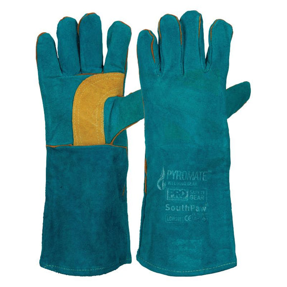 Pyromate South Paw Left Hand Pair -Green & Gold Kevlar Glove Green Green + Gold