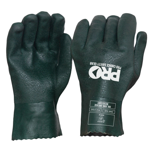 27cm Green Double Dipped PVC Gloves Large Green