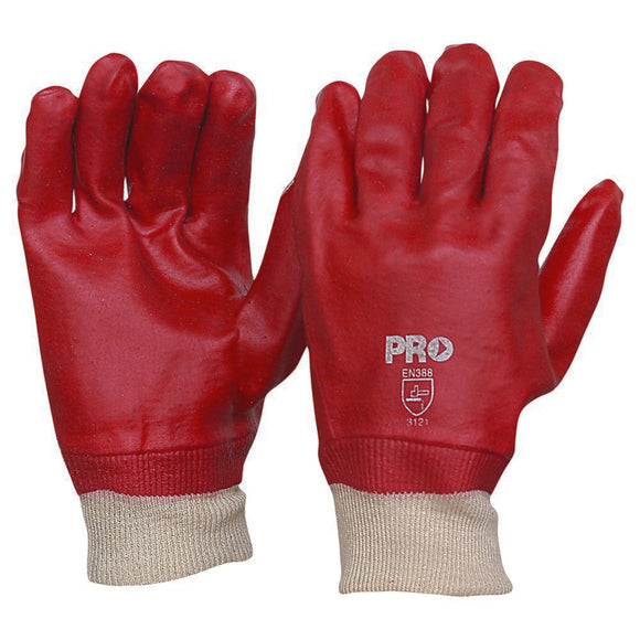 27cm Red PVC / Knit Wrist Gloves Large Red