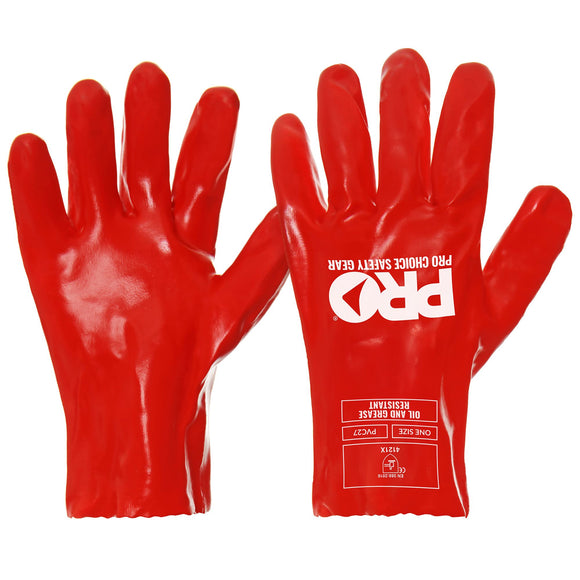 27cm Red PVC Gloves Large Red