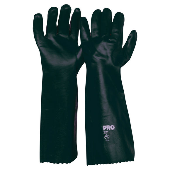 45cm Green Double Dipped PVC Gloves Large Green