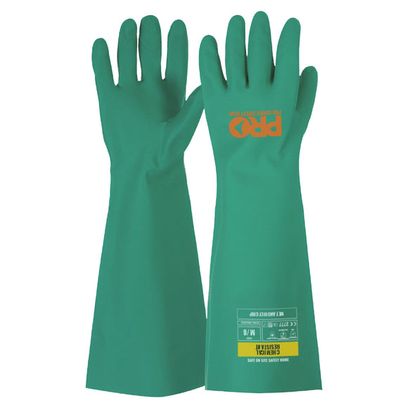 45Cm Green Nitrile Gauntlet Gloves Green L