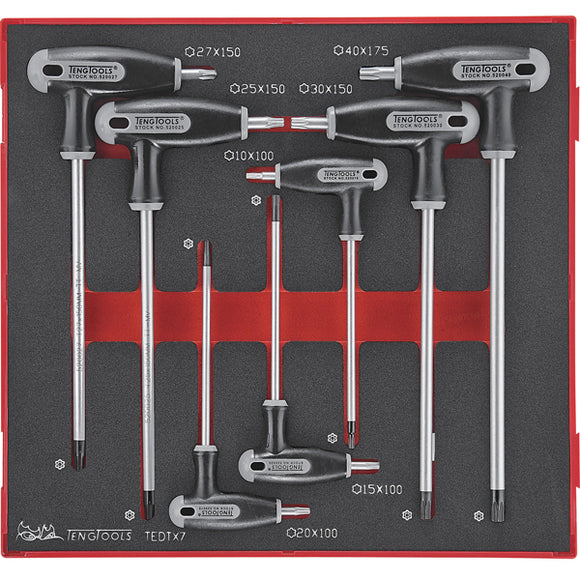 Teng 7pc Torx TX/TPX T-Handle Set 10-40 -TED-Tray