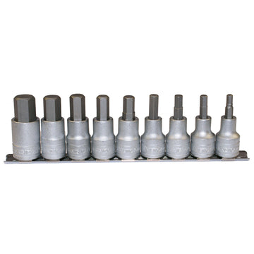Teng 9pc 1/2in Dr AF Hex Bit Socket Set 3/16-5/8in
