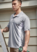 Mens Striker Short Sleeve Polo - Silver/White