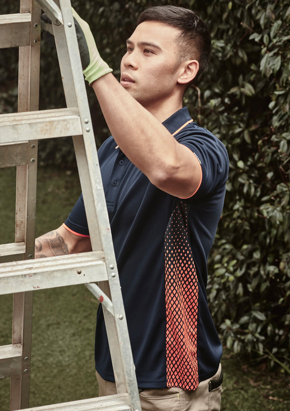 Mens Spark Short Sleeve Polo - Navy/Orange