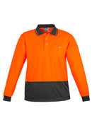 Unisex Hi Vis Basic Long Sleeve Polo - Orange/Charcoal
