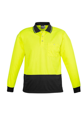Unisex Hi Vis Basic Long Sleeve Polo - Yellow/Black