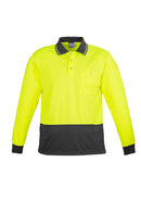 Unisex Hi Vis Basic Long Sleeve Polo - Yellow/Charcoal