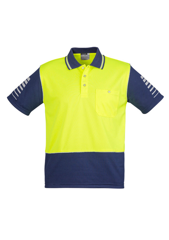 Mens Hi Vis Zone Short Sleeve Polo - Yellow/Navy