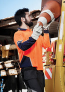Mens Hi Vis Squad Long Sleeve Polo - Orange/Navy