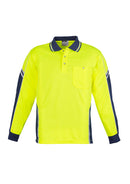 Mens Hi Vis Squad Long Sleeve Polo - Yellow/Navy
