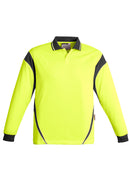 Mens Hi Vis Aztec Long Sleeve Polo - Yellow/Charcoal
