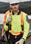 Mens Hi Vis Flux Long Sleeve Polo - Yellow/Navy