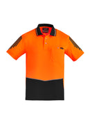 Mens Hi Vis Flux Short Sleeve Polo - Orange/Black