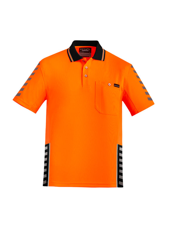 Mens Hi Vis Komodo Short Sleeve Polo - Orange/Black