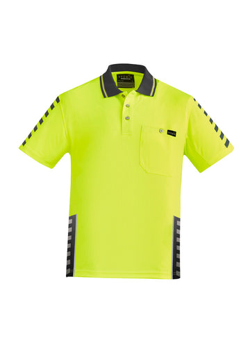 Mens Hi Vis Komodo Short Sleeve Polo - Yellow/Charcoal