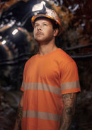 Mens Hi Vis Segmented Tape Cotton Tee - Orange