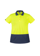 Womens Hi Vis Basic Short Sleeve Polo - Yellow/Navy