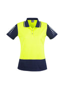Womens Hi Vis Zone Short Sleeve Polo - Yellow/Navy