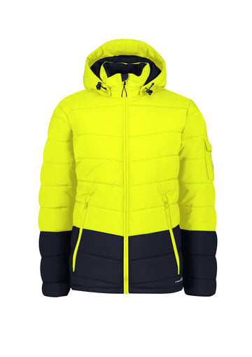 Unisex Streetworx Hooded Puffer Jacket - Yellow/Navy