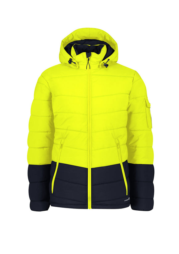 Unisex Streetworx Hooded Puffer Jacket - Yellow/Navy