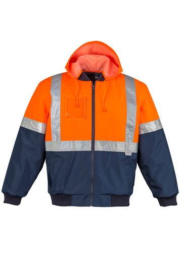 Mens Hi Vis Quilted Flying Jacket - Orange/Navy