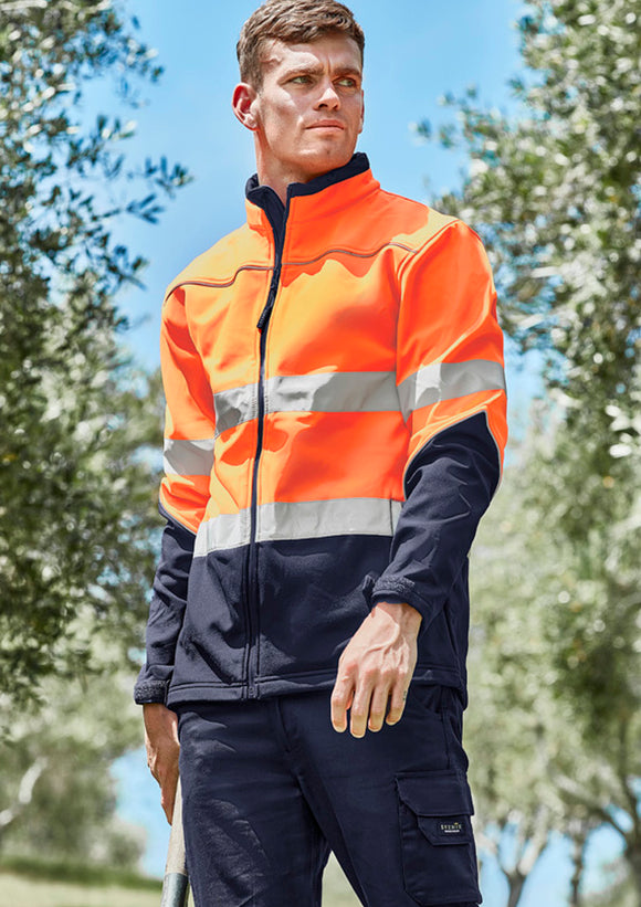 Unisex Hi Vis Softshell Jacket - Orange/Navy