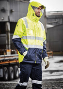 Mens Hi Vis 4 In 1 Waterproof Jacket - Yellow/Navy