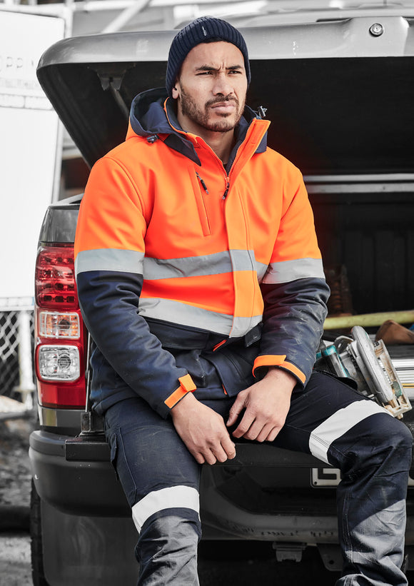 Unisex Hi Vis Antarctic Softshell Jacket - Orange/Navy