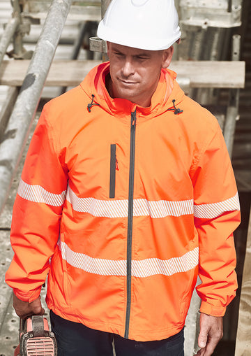 Unisex Super Light Segmented Tape Packable Rain Jacket - Orange
